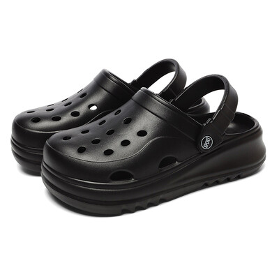 Sandale de vară cu degetul închis pentru femei 2024 Sandale cu platformă cu fundul gros pentru femei de culoare solidă, pantofi de plajă cu talpă moale, anti-alunecare