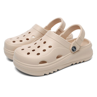 Sandale de vară cu degetul închis pentru femei 2024 Sandale cu platformă cu fundul gros pentru femei de culoare solidă, pantofi de plajă cu talpă moale, anti-alunecare