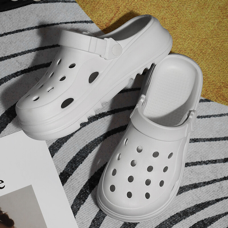 Sandale de vară cu degetul închis pentru femei 2024 Sandale cu platformă cu fundul gros pentru femei de culoare solidă, pantofi de plajă cu talpă moale, anti-alunecare