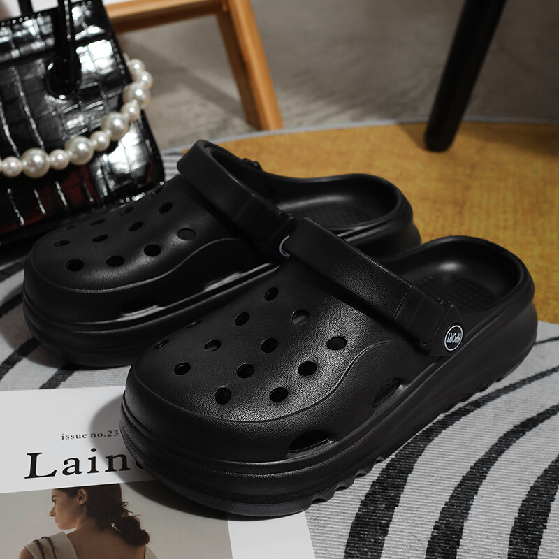 Sandale de vară cu degetul închis pentru femei 2024 Sandale cu platformă cu fundul gros pentru femei de culoare solidă, pantofi de plajă cu talpă moale, anti-alunecare