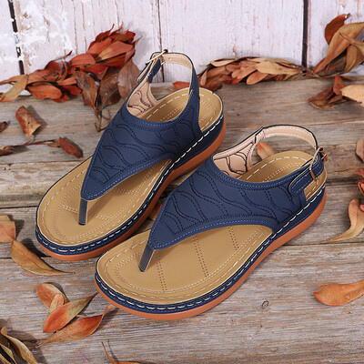 Rimocy Fashion Clip Pleištiniai sandalai Moteriški Vasaros Platforma Rome Sandalias Mujer 2024 Didesnio dydžio 43 Storo pado paplūdimio batai moterims