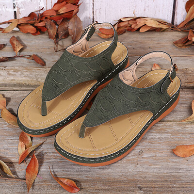 Rimocy Fashion Clip Pleištiniai sandalai Moteriški Vasaros Platforma Rome Sandalias Mujer 2024 Didesnio dydžio 43 Storo pado paplūdimio batai moterims