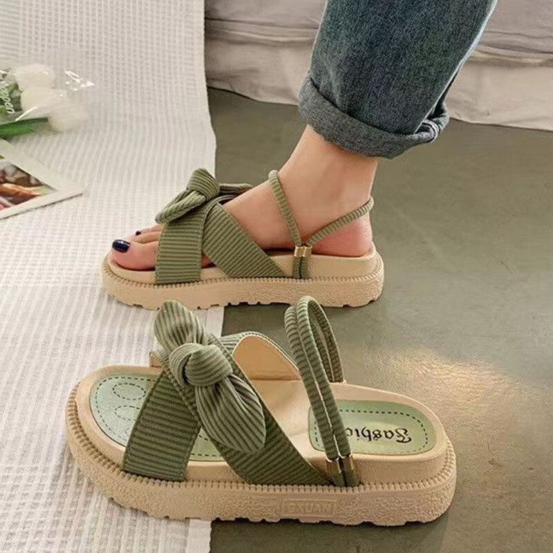Sandias De Tacon Διαδίκτυο καυτά γυναικεία παπούτσια Καλοκαιρινό νεράιδα 2024 Νέα φοιτητική πλατφόρμα βελτίωσης μόδας Roman Flat παπούτσια