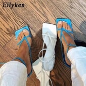 Eilyken New Fashion Pinch Narrow Band γυναικεία σανδάλια 2024 Καλοκαιρινό τετράγωνο ανοιχτό λουράκι με αγκράφα Γυναικεία παπούτσια