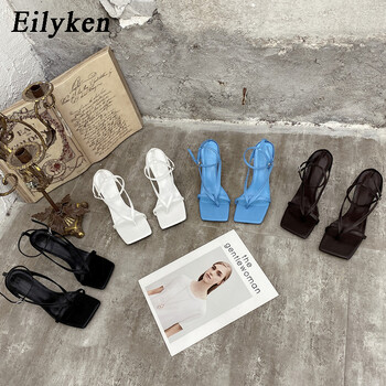 Eilyken New Fashion Pinch Narrow Band γυναικεία σανδάλια 2024 Καλοκαιρινό τετράγωνο ανοιχτό λουράκι με αγκράφα Γυναικεία παπούτσια