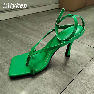 Eilyken New Fashion Pinch Narrow Band γυναικεία σανδάλια 2024 Καλοκαιρινό τετράγωνο ανοιχτό λουράκι με αγκράφα Γυναικεία παπούτσια