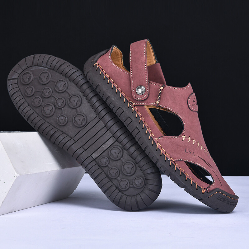 2024 m. Nauji vasariniai sandalai Vyriški kvėpuojantys odiniai batai Vyriški Retro lauko vyriški sandalai Neslystantys paplūdimio sandalai tuščiaviduriai batai, avalynė