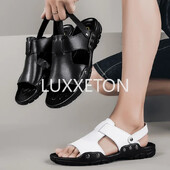 Ανδρικά πέδιλα καλοκαιρινά Νέα μοντέρνα Wading Water με μαλακό κάτω μέρος αναπνεύσιμη παραλία οδήγησης Casual ανοιχτές μισές παντόφλες από δέρμα αγελάδας