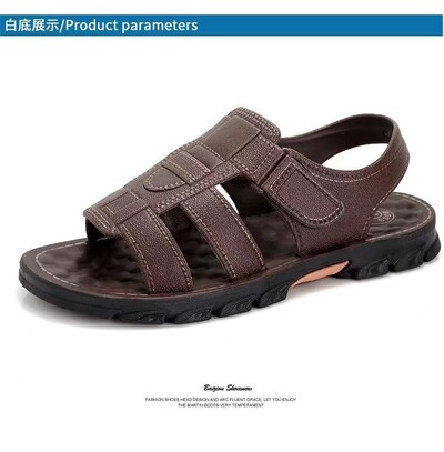 Σανδάλια Ανδρικά νέα παπούτσια παραλίας Παντόφλες από δέρμα αγελάδας Αντιολισθητικά δερμάτινα σανδάλια με χοντρή σόλα 2024 Νέα ανδρικά σανδάλια εξωτερικού χώρου