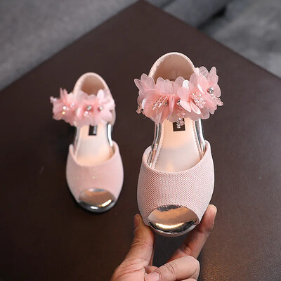 Κορίτσια Rhinestone Flower Παπούτσια Low Heel Flower Dress Wedding Party Pump Παπούτσια Princess Shoes for Kids Toddler
