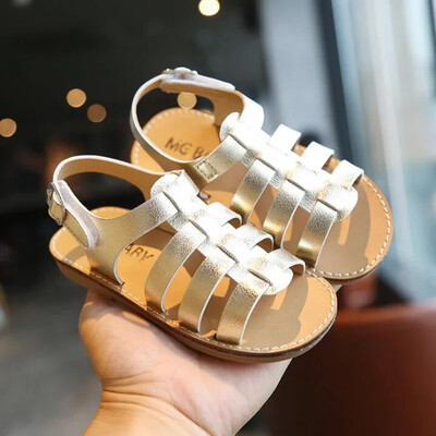 1–6-aastased lapsed suvised rannajalatsid, tüdrukud printsess, silmkoelised lahtised sandaalid, kuldsed, hõbedased, mustad