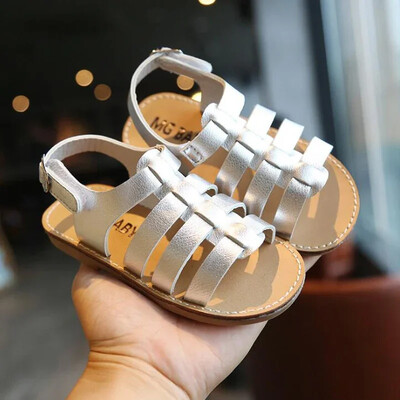 1–6-aastased lapsed suvised rannajalatsid, tüdrukud printsess, silmkoelised lahtised sandaalid, kuldsed, hõbedased, mustad