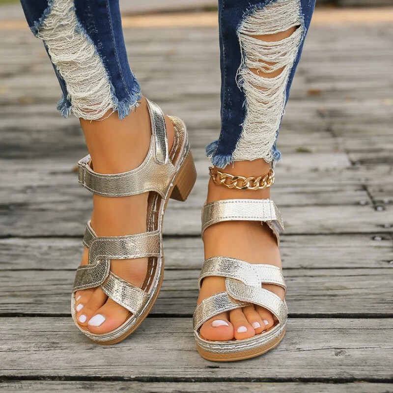 Γυναικεία πέδιλα με ψηλά τακούνια πλατφόρμας 2024 Καλοκαιρινό φόρεμα Χονδρά ανοιχτά παπούτσια Νέας σχεδίασης Σανδάλια Slingback Γυναικεία Zapatos Muje