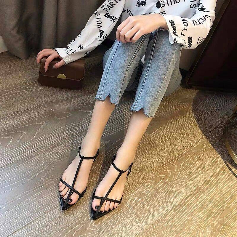 Moteriški sandalai plokščia apačia, 2024 m. Naujas vasarinis minkštas padas Romos smailianosiai Batai Moteriški paplūdimio laisvalaikio sandalai plokščiapadžiai moteriški batai