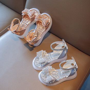 Κορίτσια Princess Sandals 2024 Summer New Baby Sparkly Rhinestones Παπούτσια Μόδα αντιολισθητικά Flat παιδικά σανδάλια Μπότες G05283