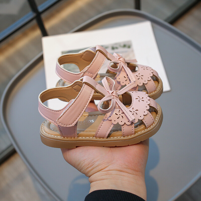 Suvised tüdrukute lamedad sandaalid õõnsad hingavad mugavad ülemise pandla kaunistused pehme põhjaga libisemiskindlad lastejalatsid