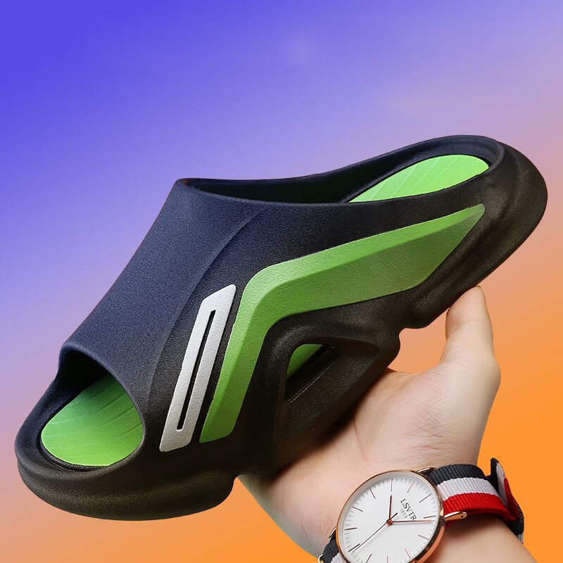 Naujos storo pado madingos vyriškos šlepetės lauke, lengvos neslystančios pločio vyriškos šlepetės Klasikinio stiliaus šventiniai laisvalaikio batai