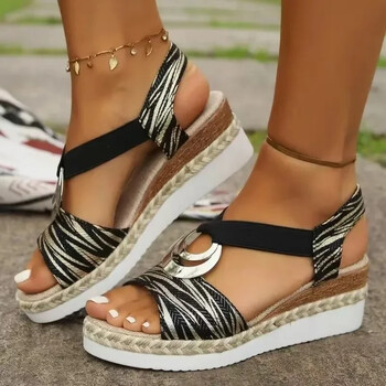 Γυναικεία πέδιλα Wedges 2024 Summer Snake Print Platform Σανδάλια Gladiator Shoes Woman Comfort Casual Med Ψηλοτάκουνα Σανδάλια