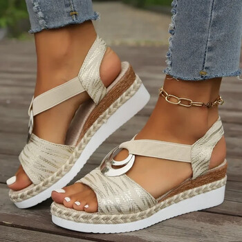 Γυναικεία πέδιλα Wedges 2024 Summer Snake Print Platform Σανδάλια Gladiator Shoes Woman Comfort Casual Med Ψηλοτάκουνα Σανδάλια