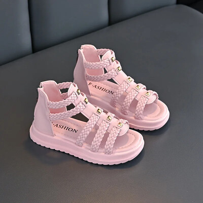 Tüdrukute sandaalid Suvised Lastekoolis Rooma sandaalid Mood Avatud varvastega Lapsed Printsess Kausaalne Kõrge otsaga rannakingad ühevärvilised pehmed