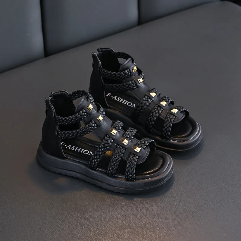 Tüdrukute sandaalid Suvised Lastekoolis Rooma sandaalid Mood Avatud varvastega Lapsed Printsess Kausaalne Kõrge otsaga rannakingad ühevärvilised pehmed