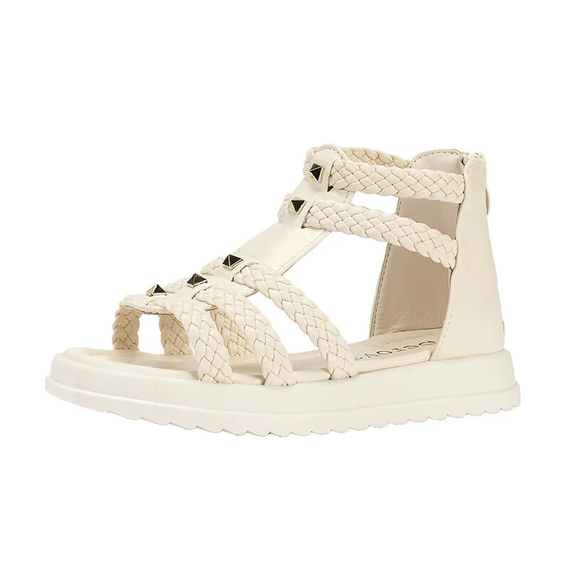 Tüdrukute sandaalid Suvised Lastekoolis Rooma sandaalid Mood Avatud varvastega Lapsed Printsess Kausaalne Kõrge otsaga rannakingad ühevärvilised pehmed