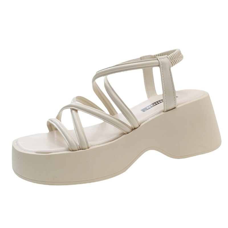 2024. aasta suvised paksud naiste sussid, moe mugavus, avatud varvaste platvormiga, paksu kontsaga slaididega rannasandaalid