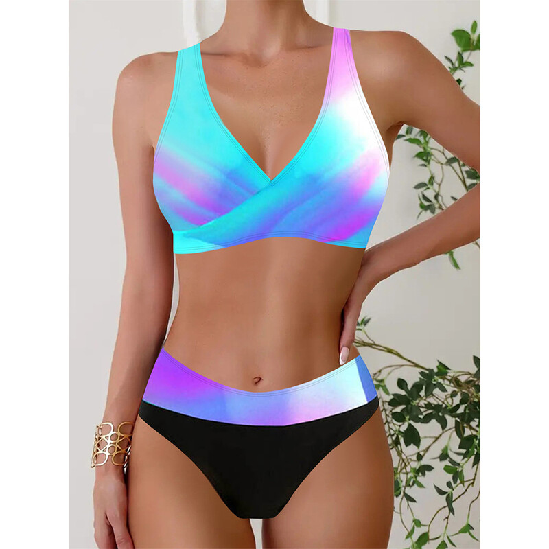 2023. novi europski i američki split bikini ženski sportski vanjskotrgovinski kupaći kostimi za žene s velikim printom