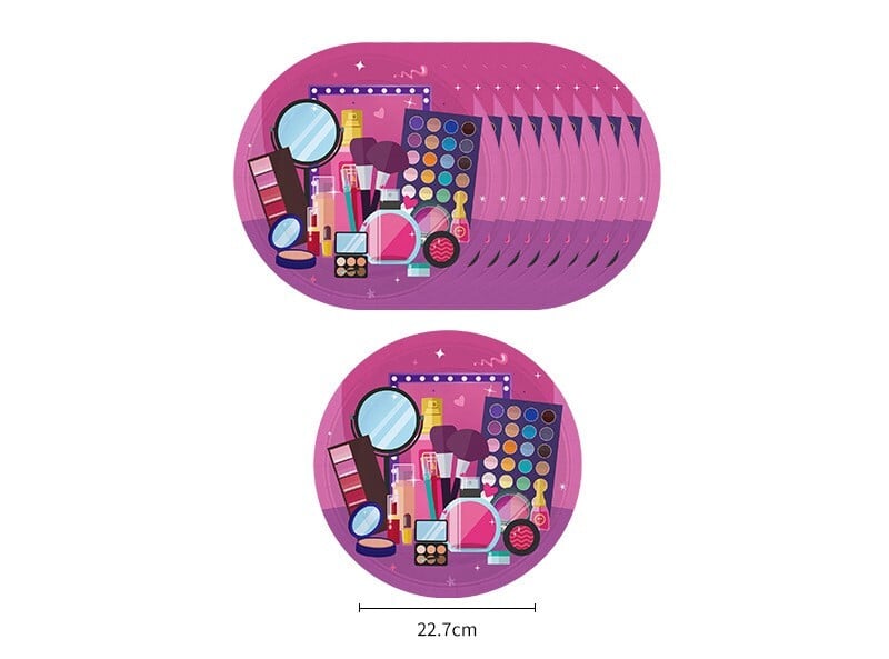 Seturi de cosmetice tematice noi, de vânzare fierbinte, farfurii de hârtie de unică folosință, pahare de hârtie, prosoape de hârtie, fețe de masă, furnituri pentru decorare pentru petreceri