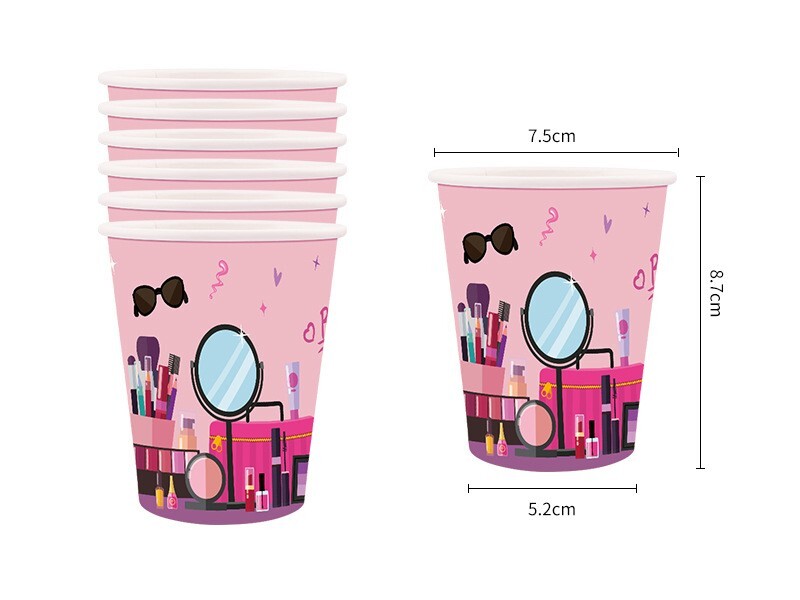Seturi de cosmetice tematice noi, de vânzare fierbinte, farfurii de hârtie de unică folosință, pahare de hârtie, prosoape de hârtie, fețe de masă, furnituri pentru decorare pentru petreceri