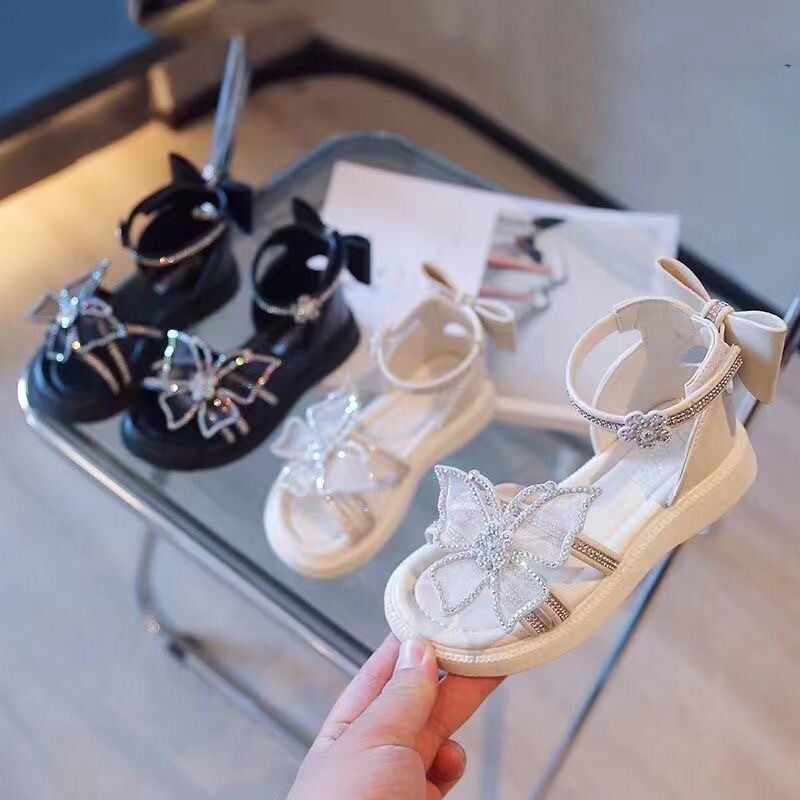 Princess cipele sa dijamantima za djevojčice Sandale za svečane cipele Mašne Dječje ravne dječje elegantne sandale za zabavu Besplatna dostava