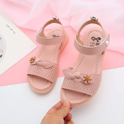Sandale prințesă fete drăguț copii pantofi de plajă de vară modă moi respirabil anti-alunecare copii cu fundă goală flori sandale