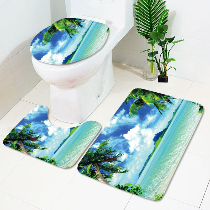 Ψηφιακή εκτύπωση υψηλής ευκρίνειας Beach Palm Αδιάβροχη κουρτίνα μπάνιου Ματ Τουαλέτας πατώματος Υπνοδωμάτιο Ταπετσαρία Transboundary Desire 