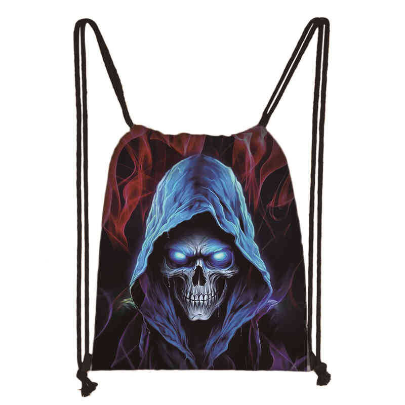 Dječja školska torba s uzicom i džepom s foto ispisom kostura Torba s uzicom s džepom za osnovnoškolce Modna školska torba prekogranična jednodijelna veleprodaja