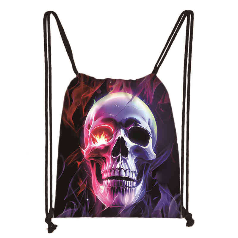 Dječja školska torba s uzicom i džepom s foto ispisom kostura Torba s uzicom s džepom za osnovnoškolce Modna školska torba prekogranična jednodijelna veleprodaja