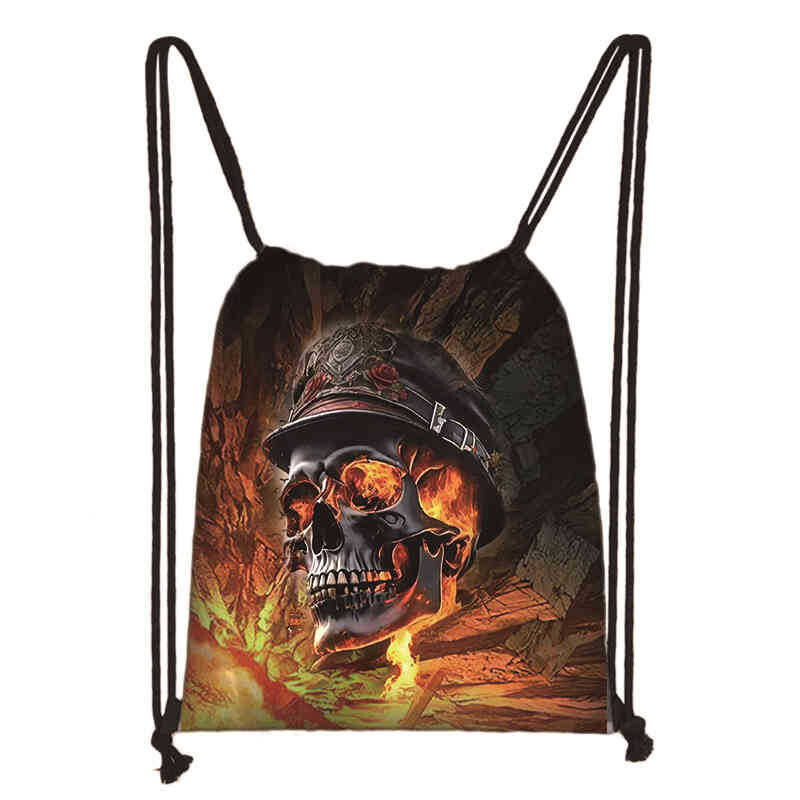 Dječja školska torba s uzicom i džepom s foto ispisom kostura Torba s uzicom s džepom za osnovnoškolce Modna školska torba prekogranična jednodijelna veleprodaja