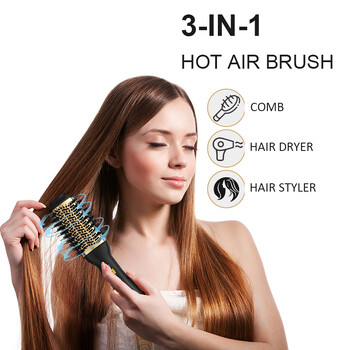 LISAPRO Elegant Black Golden Hot Air Brush 2.0 One Step Hair Dryer Brush and Styler Volumizer Multifunctional Blow Dryer Brush