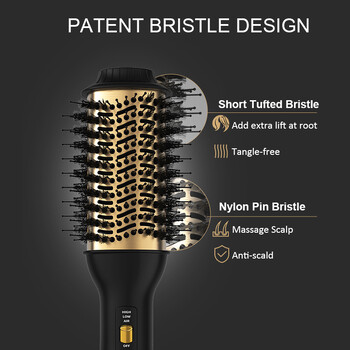 LISAPRO Elegant Black Golden Hot Air Brush 2.0 One Step Hair Dryer Brush and Styler Volumizer Multifunctional Blow Dryer Brush