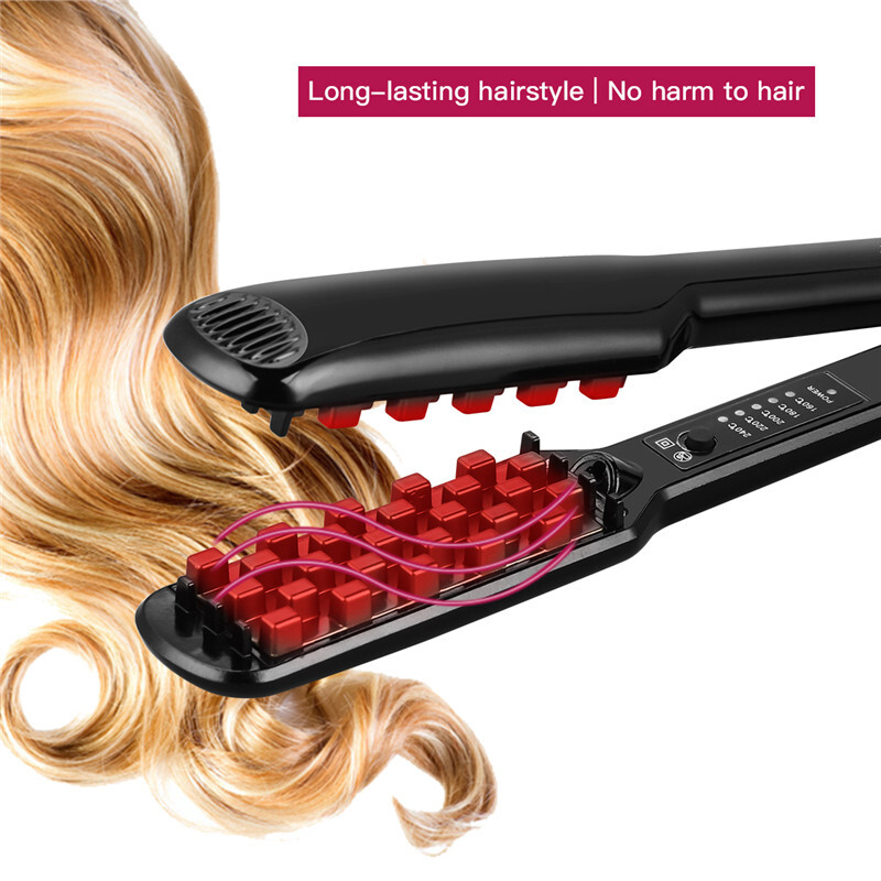 Hair Iron Keraamiline 3D Grid Hair Crimper Professionaalne volüümi andev lokirull Corn Perm kohev splint Flat Iron Juuste kujundamise tööriistad