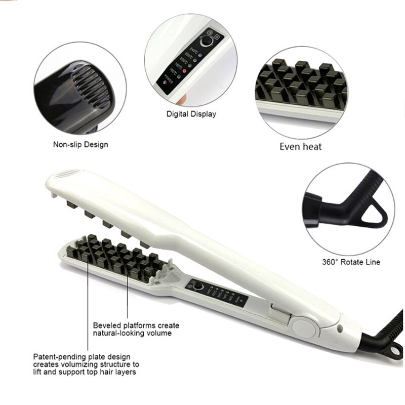 Hair Iron Keraamiline 3D Grid Hair Crimper Professionaalne volüümi andev lokirull Corn Perm kohev splint Flat Iron Juuste kujundamise tööriistad