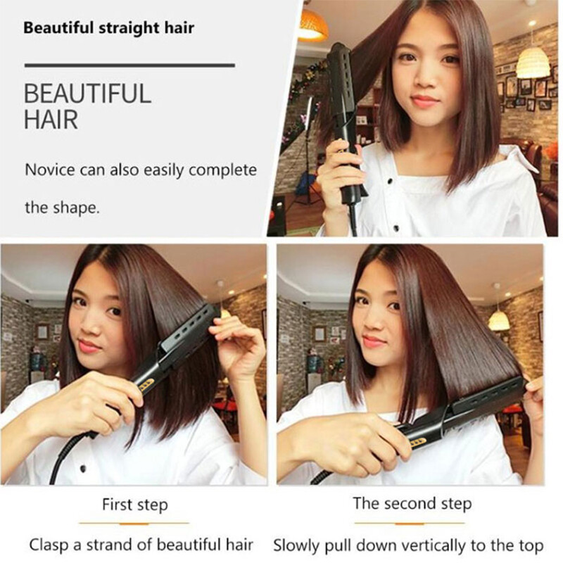 Professionaalne neljakäiguline temperatuuri reguleerimise keraamiline turmaliini iooniline aurujuuste sirgendaja laiemale paneelile