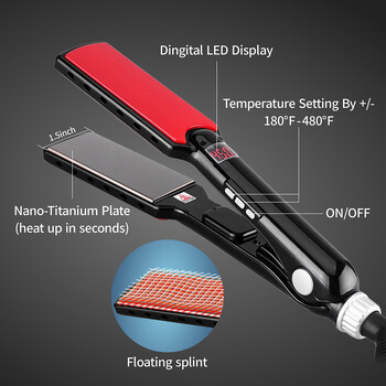 MCH Titanium Flat Iron 480F Υψηλής θερμοκρασίας 2 ΣΕ 1 Ισιωτικό Μαλλιών Σιδερώματα Επαγγελματικά Φαρδιές Πλάκες Σίδερα Περιποίησης Κερατίνης