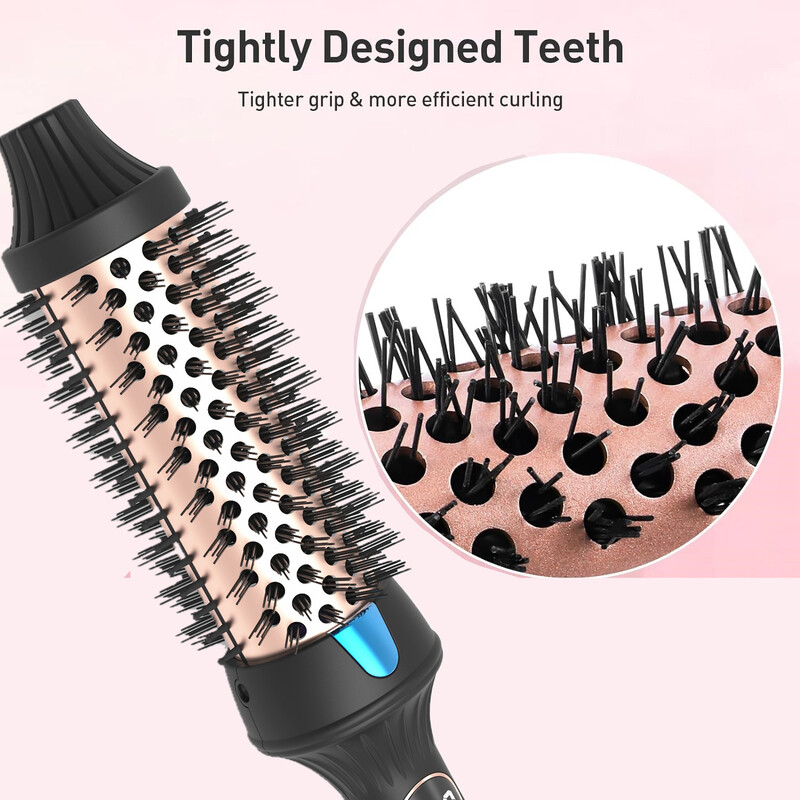 Termiskā suka 1,5 collas apsildāma matu lokošanas suka Keramikas lokšķēres apjomu palielinoša suka Apsildāma apaļa suka ceļojumu matu ruļļa ķemme