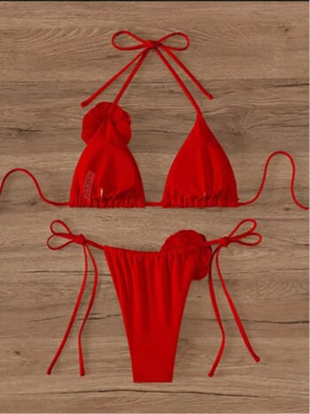 S - XL Sexy 3D Flowers Halter Strappy Bikini Γυναικεία μαγιό Γυναικείο μαγιό Σετ μπικίνι δύο τεμαχίων Bather Μαγιό K5297