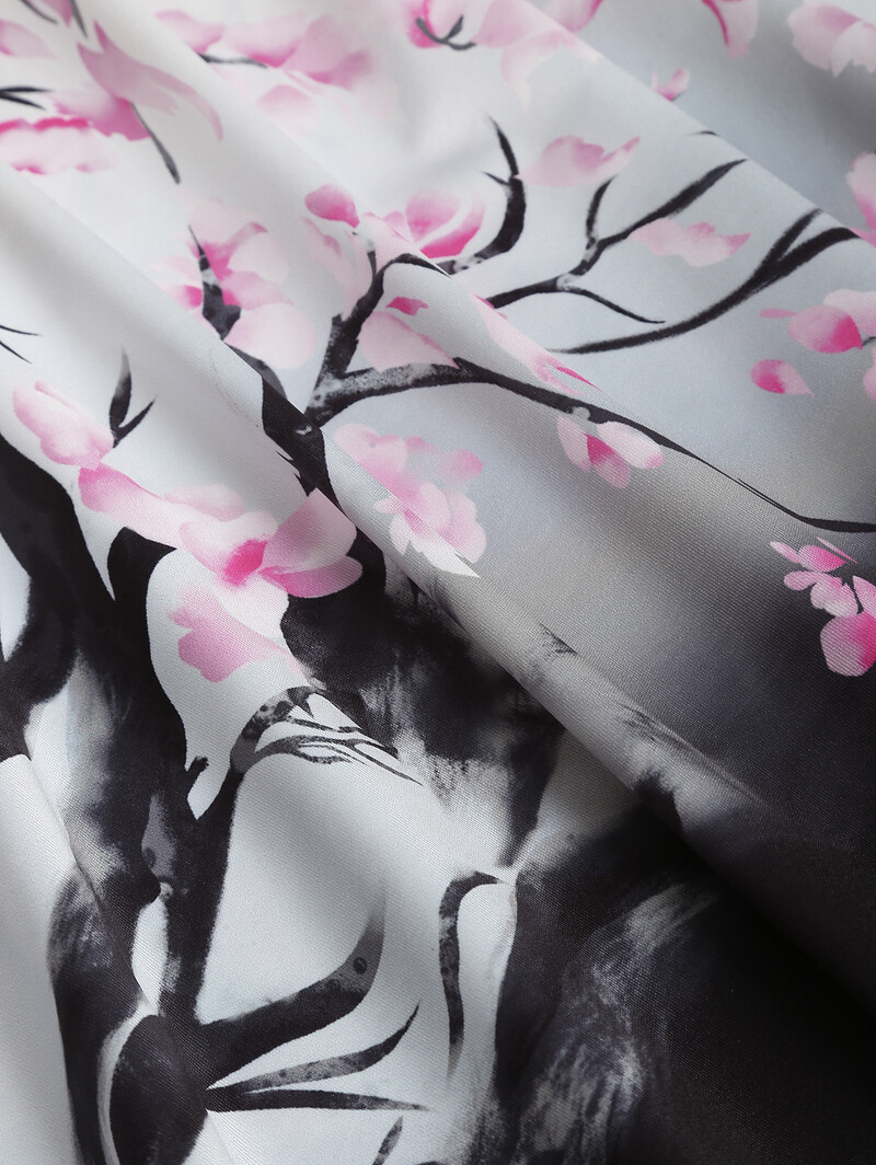 Γυναικεία Μίνι Φορέματα Sweetheart Λαιμόκοψη άνθη δαμάσκηνου στάμπα Ρουχ μπούστο τανκ ζώνη καλοκαιρινό φόρεμα Κομψό αμάνικο φόρεμα