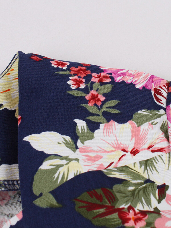 Tonval Πολύχρωμο Floral Vintage Φόρεμα με μισό μανίκι Pinup 50s Γυναικεία ρόμπα ψηλόμεση βαμβακερά κομψά πολυτελή ρετρό φορέματα