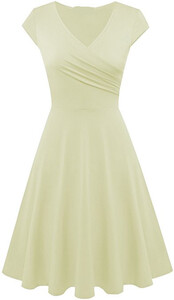 Įprasta moteriška vienspalvė vasarinė plona sūpynės suknelė 2021 m. Seksuali didelio dydžio biuro universali mini suknelė Retro V formos kaklo paplūdimio suknelės