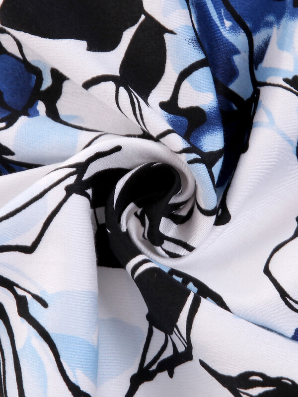 Tonval τετράγωνο λαιμόκοψη μαύρο και λουλουδάτο στάμπα 50s Robe Vintage φθινοπωρινά ρούχα Γυναικεία μισά μανίκια βαμβακερά μίντι φορέματα