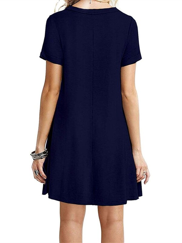 2023 m. vasaros moteriškos vienspalvės suknelės trumpomis rankovėmis, trumpomis rankovėmis.