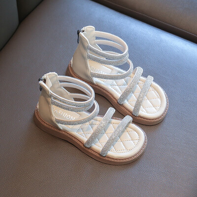 Ljetne dječje gladijatorske sandale za djevojčice, vještački dijamant, kristalne princeze Solf cipele, neklizajuće, prozračne modne dječje sandale za djevojčice